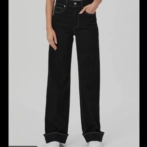 Paige Sasha 32 In Wide Cuff‑ Twilight Black jeans.